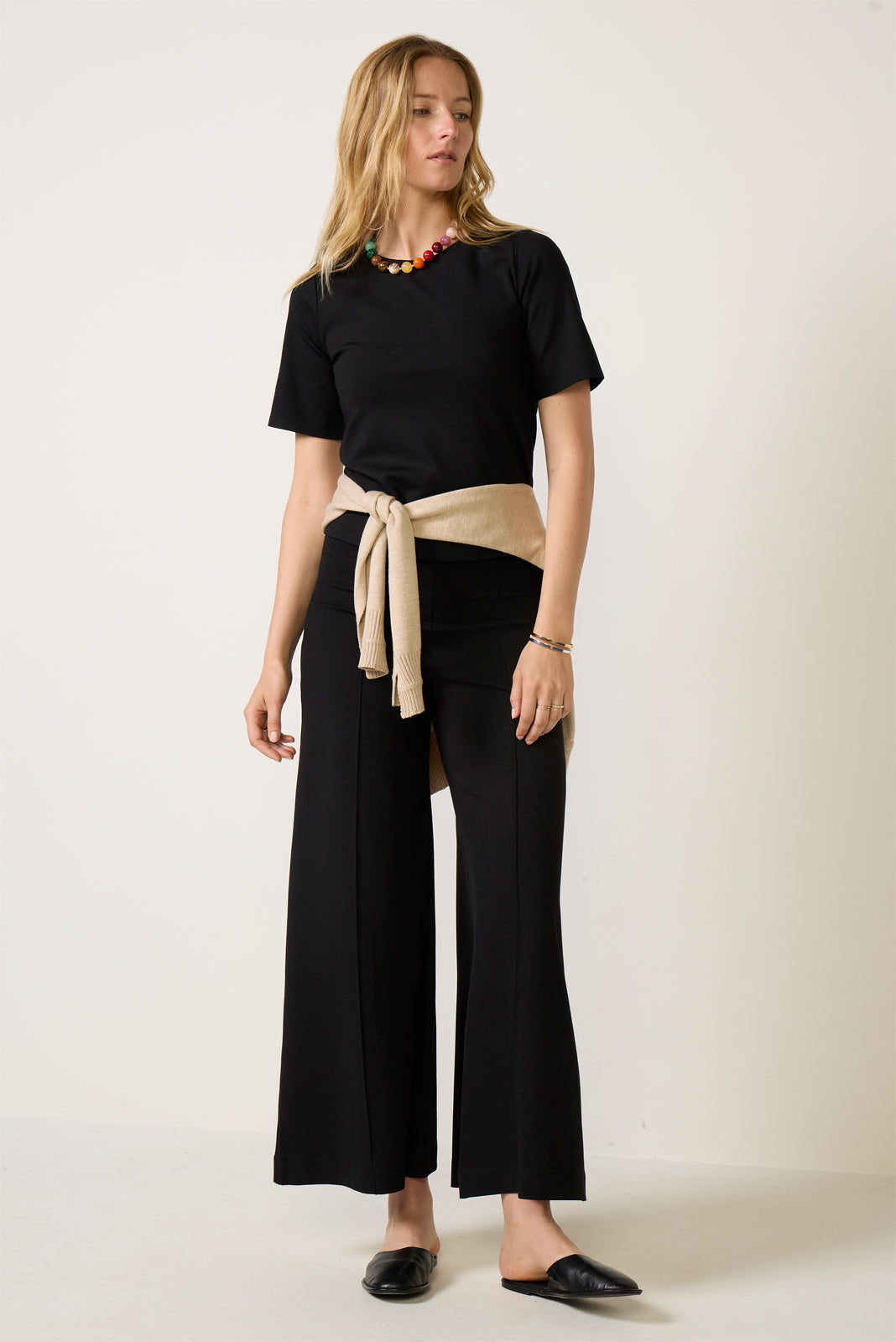 Ponte Knit Short Sleeve Extended Top