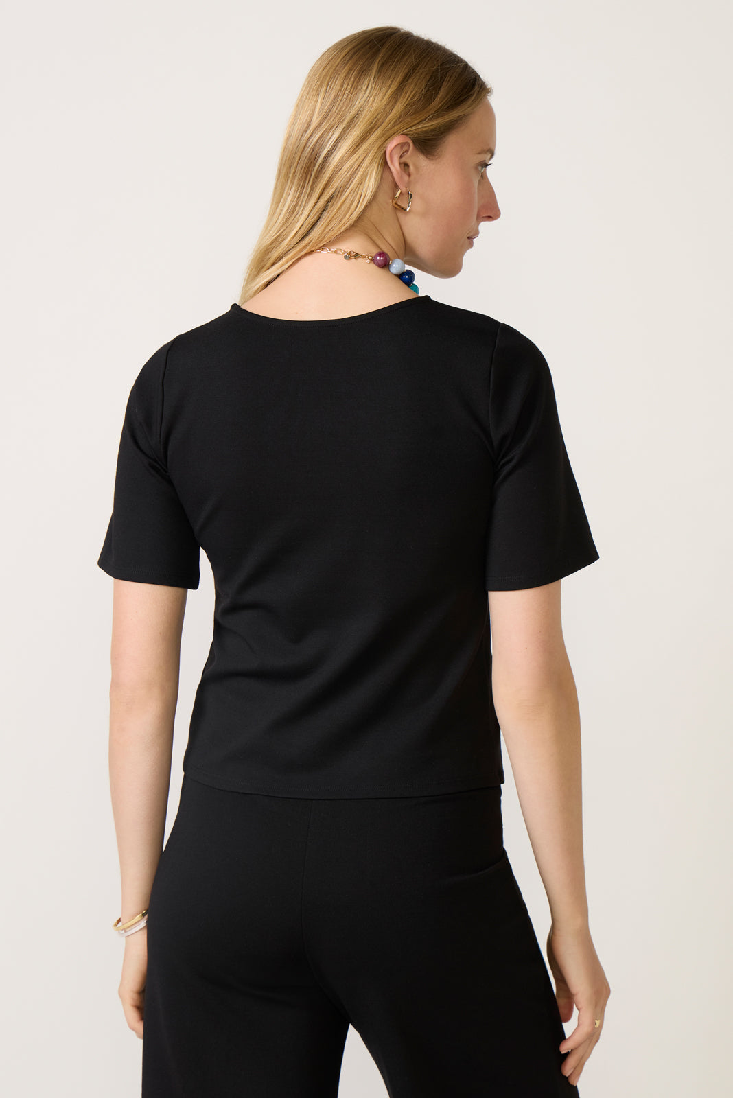 Ponte Knit Short Sleeve Extended Top