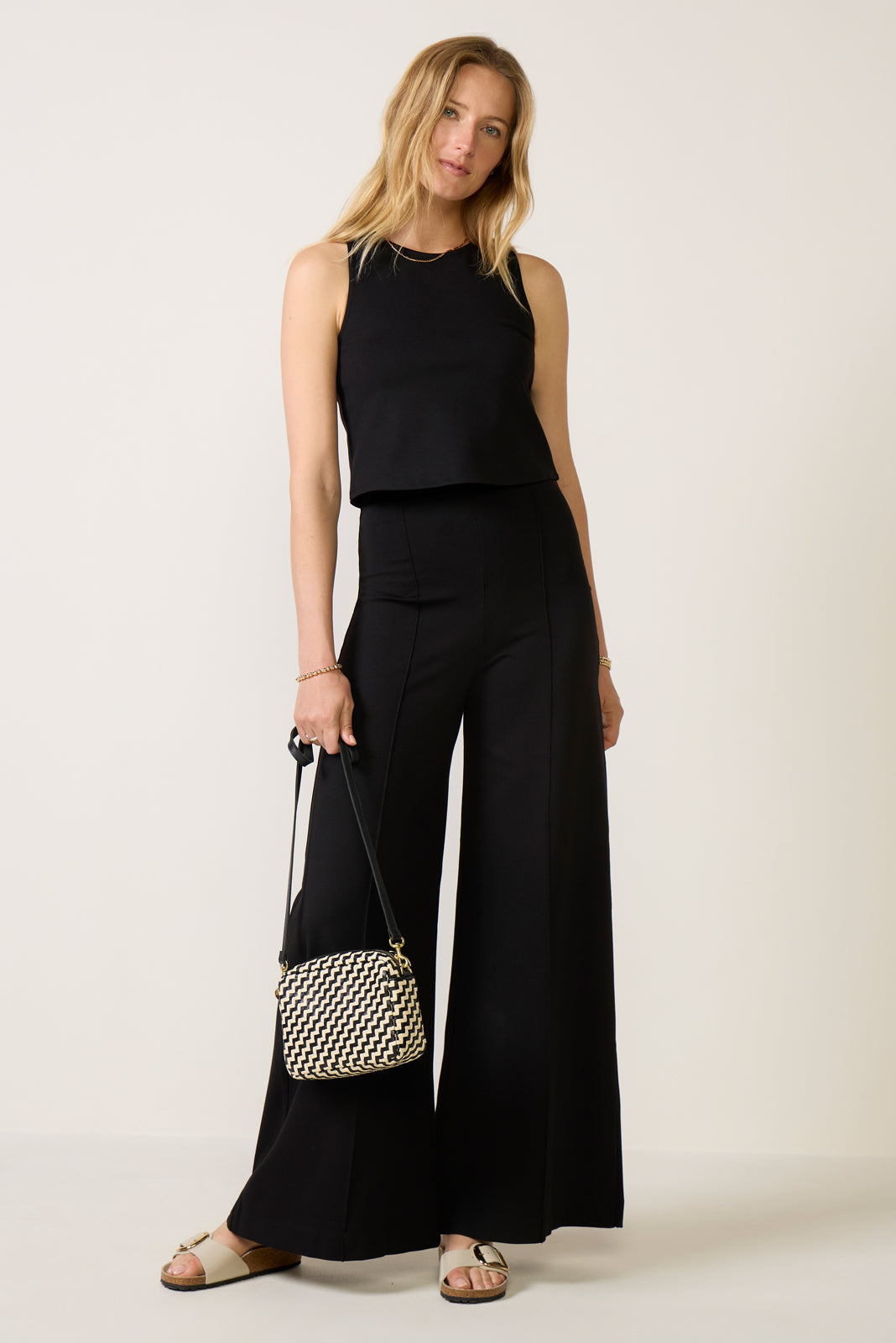 Ponte Knit Wide Leg Pant