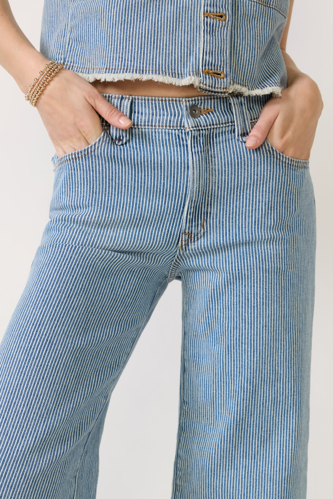 Railroad Stripe Wide Leg Jean
