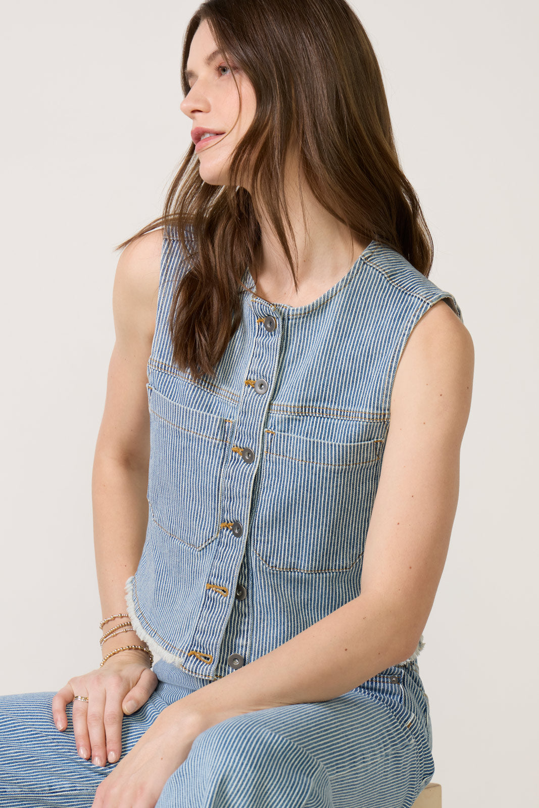 Nicki Railroad Stripe Vest