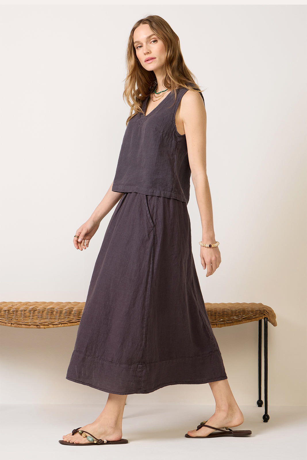 V Neck Linen Tank
