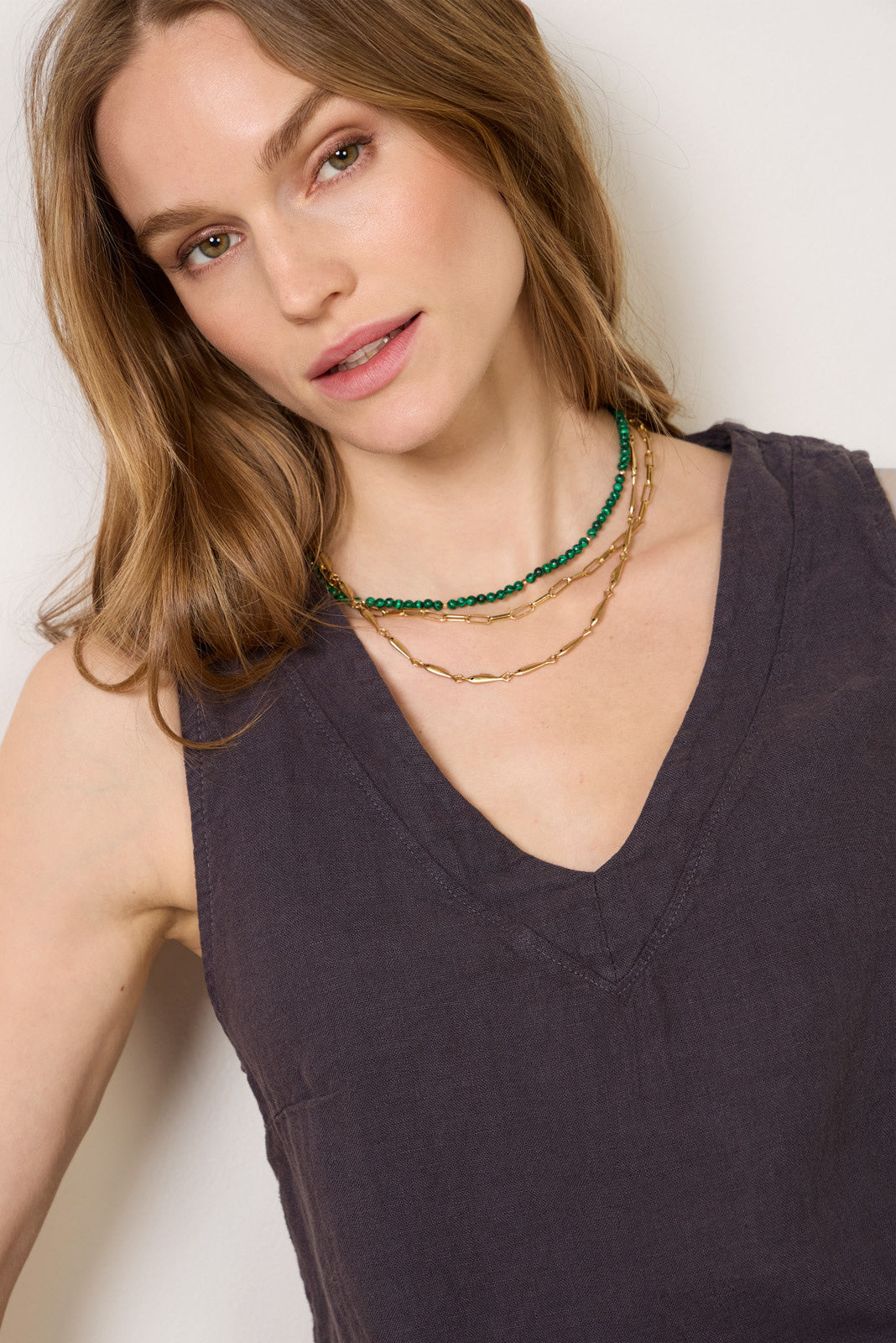 V Neck Linen Tank