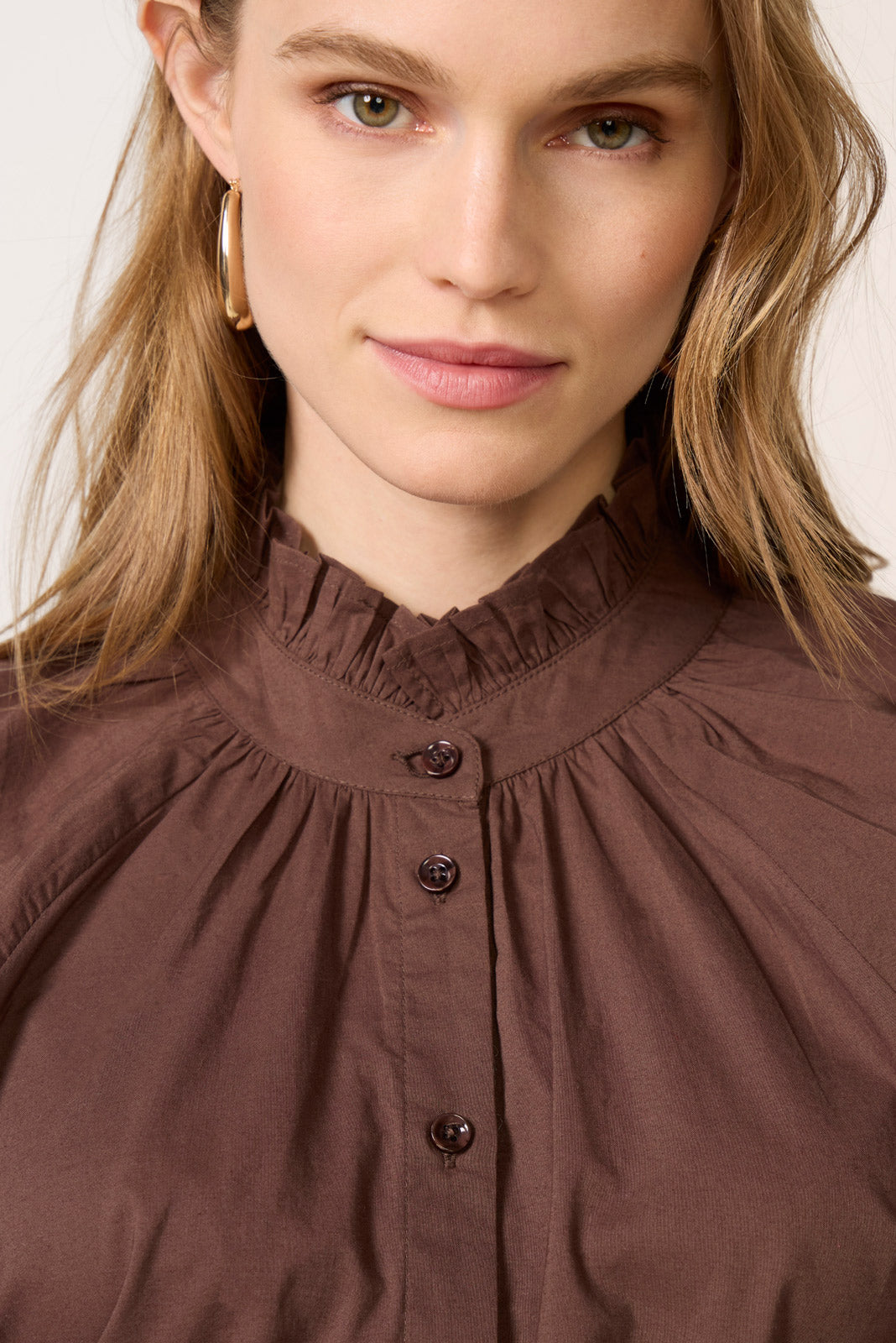 Short Sleeve Ruffle Neck Shirt
