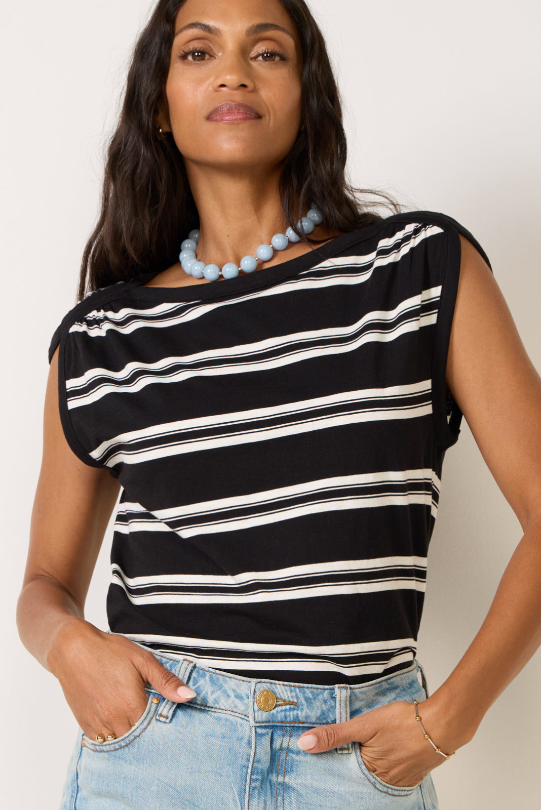 Rhissa Striped Muscle Top