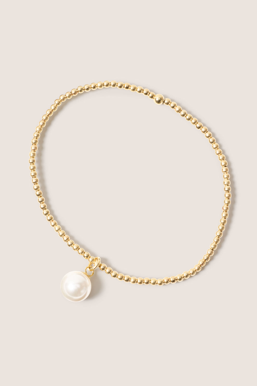 Classic Gold 2mm Bracelet w. Pearl