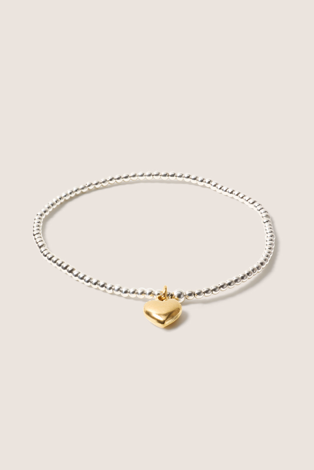 Classic Mixed Metal 2mm Bracelet w. Heart