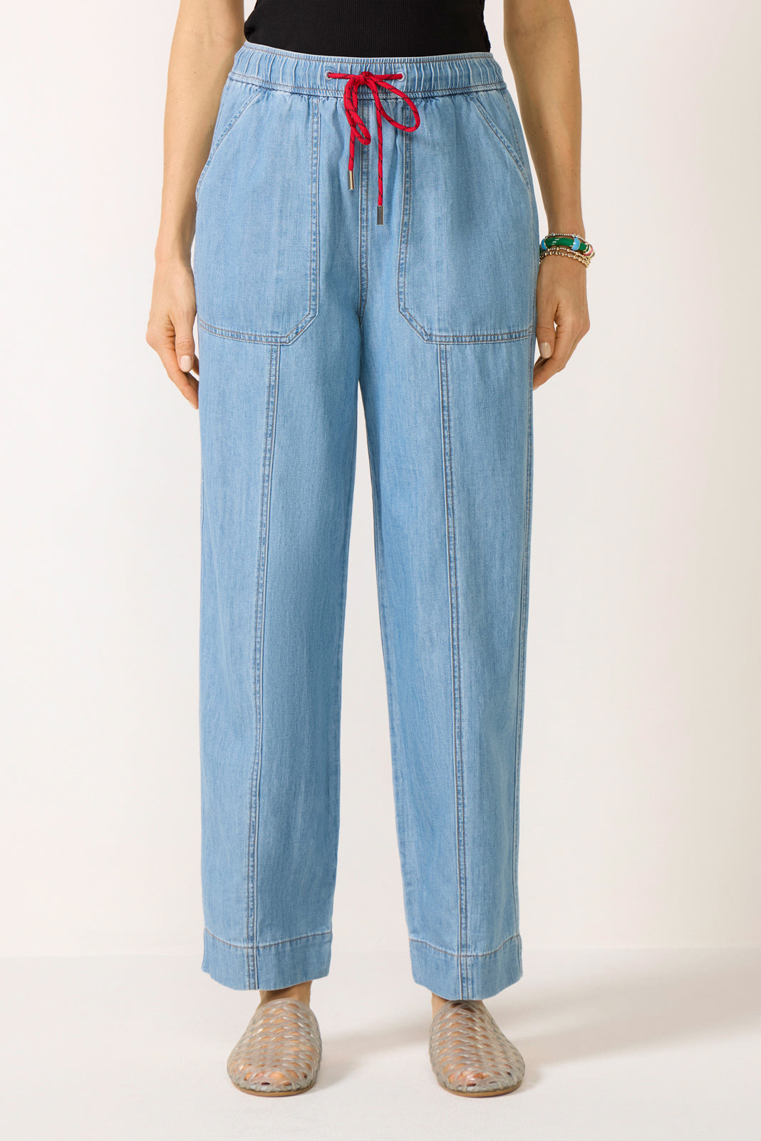 Soft Denim Pull On Taper Pant