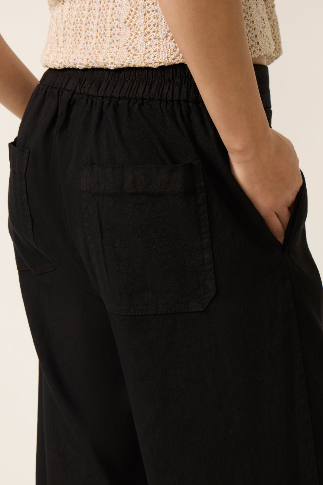 Petite Maya Wide Leg Linen Ankle Pant