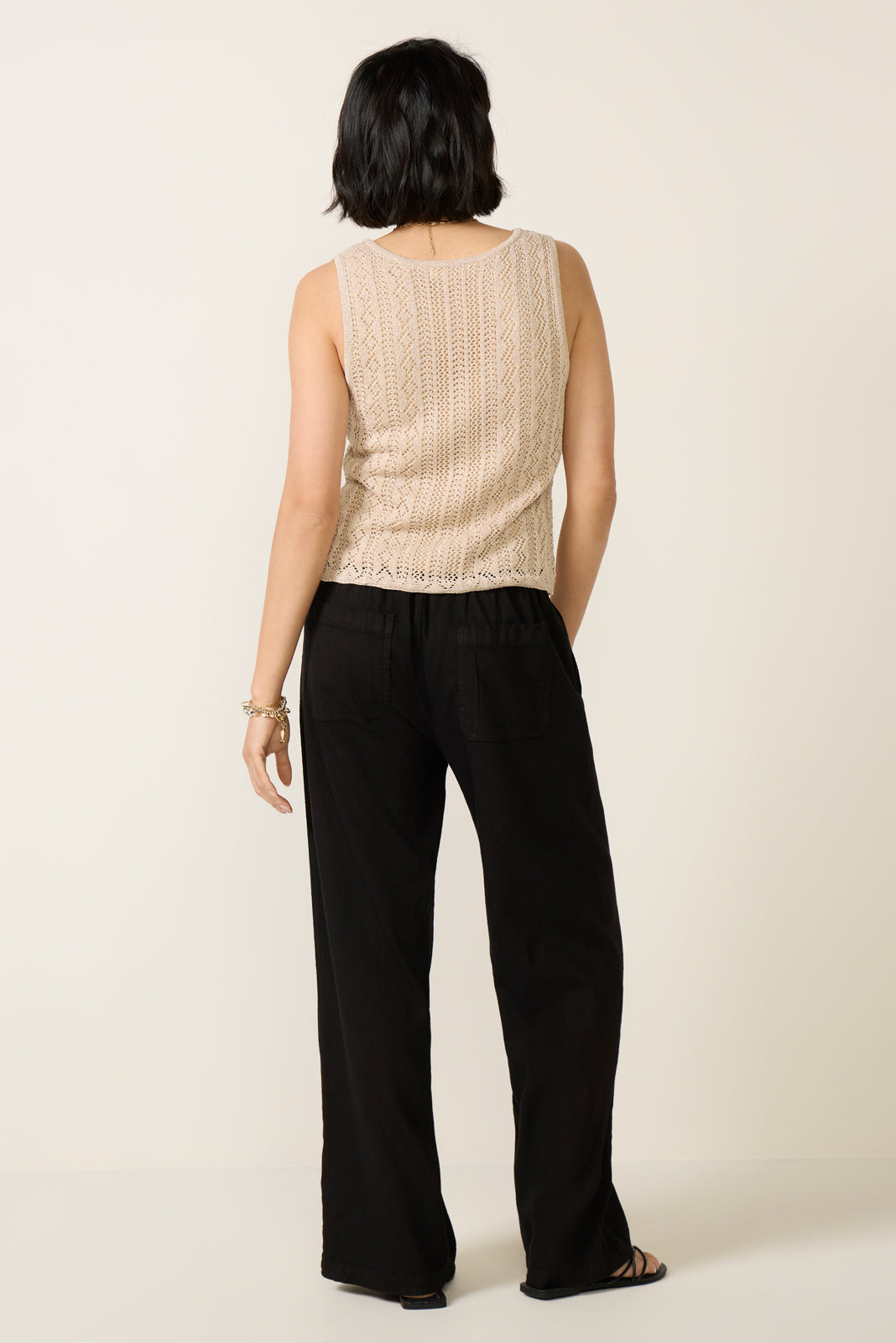 Petite Maya Wide Leg Linen Ankle Pant