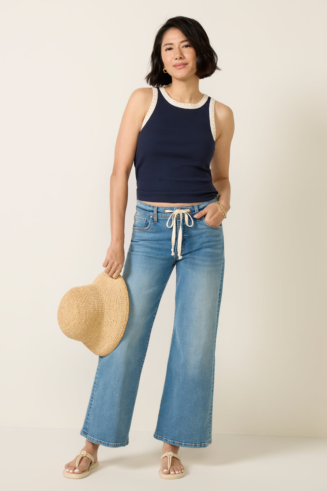 Petite Maya Drawstring Wide Leg Jean