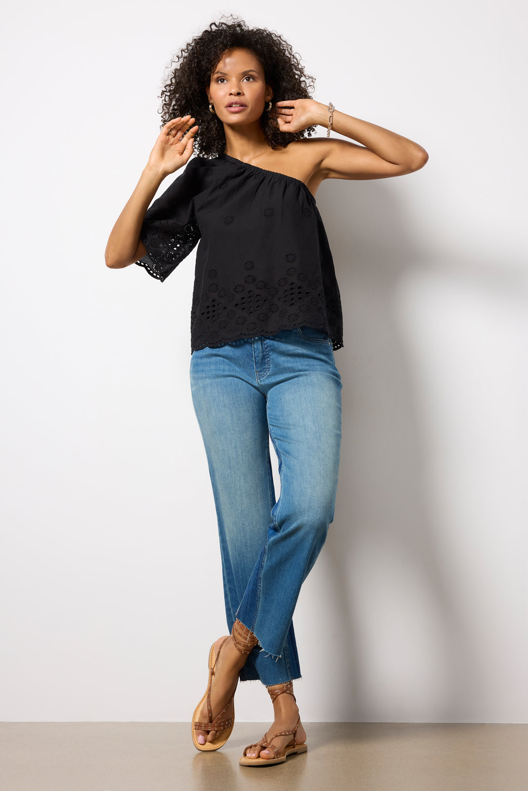 Nash Eyelet One Shoulder Top