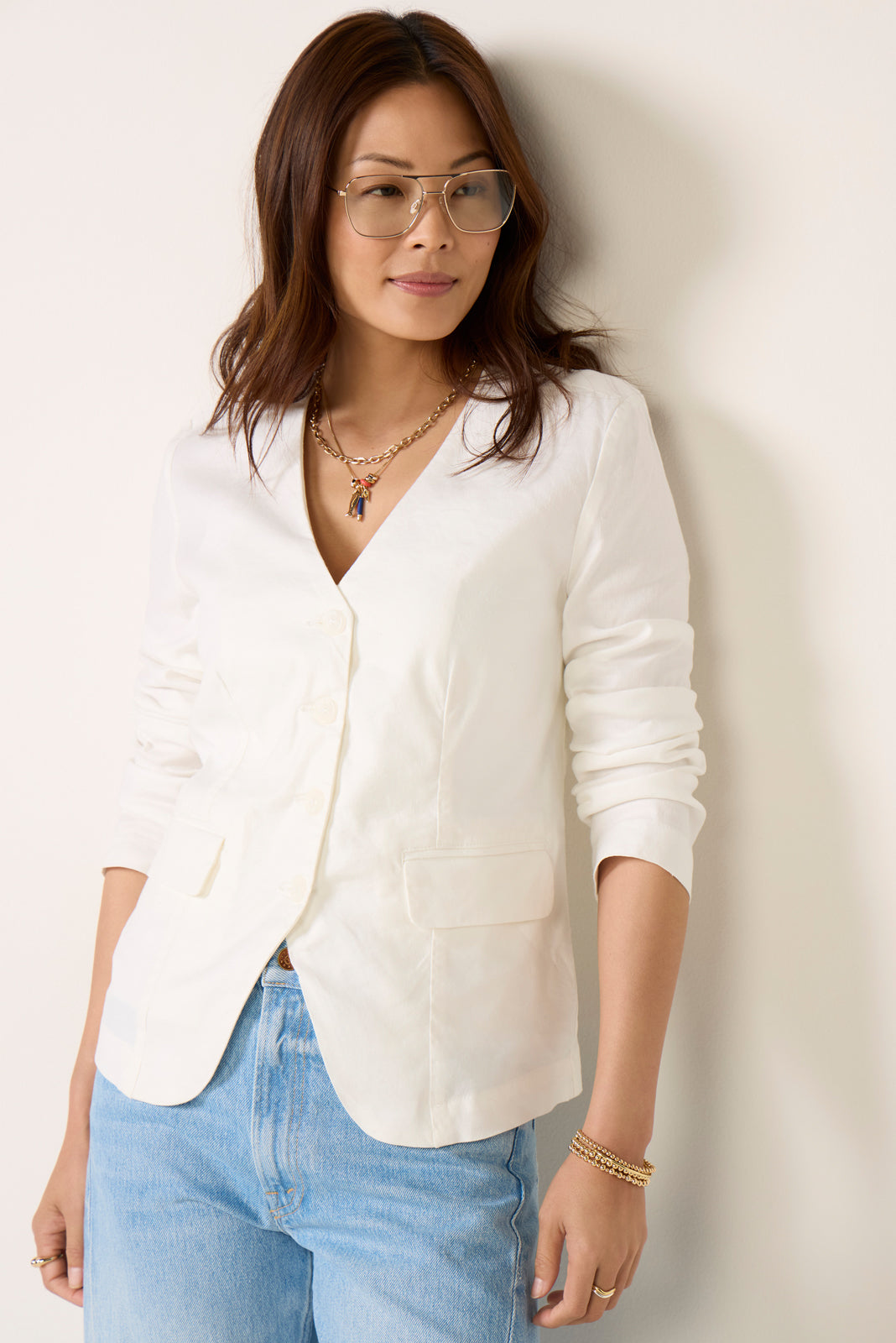 Mya Stretch Linen Blazer