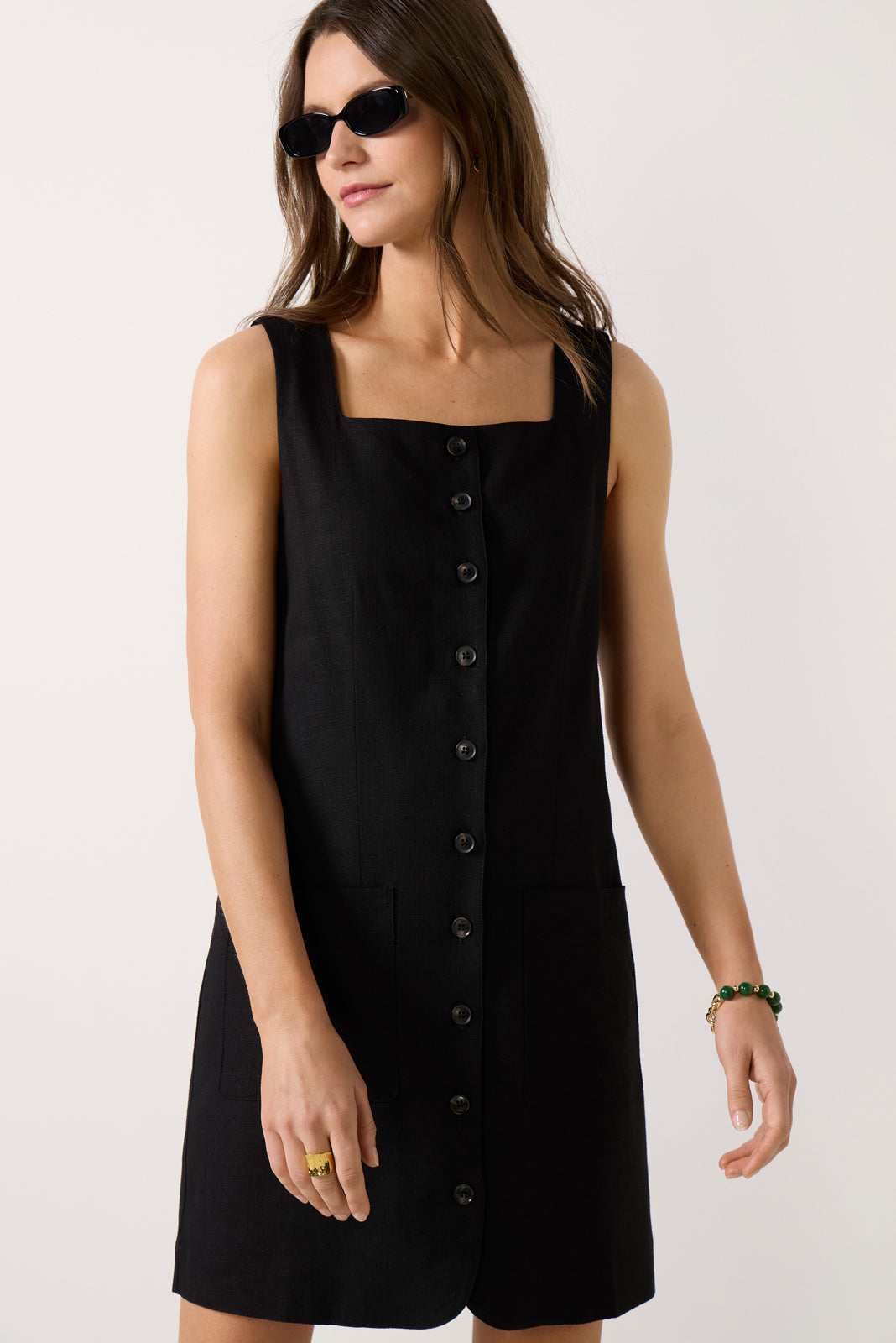 Posh Button Linen Dress