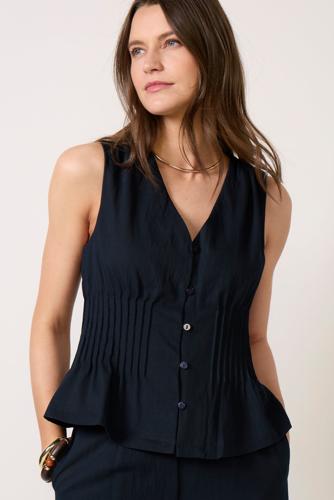 Lacy Pintuck Sleeveless Top