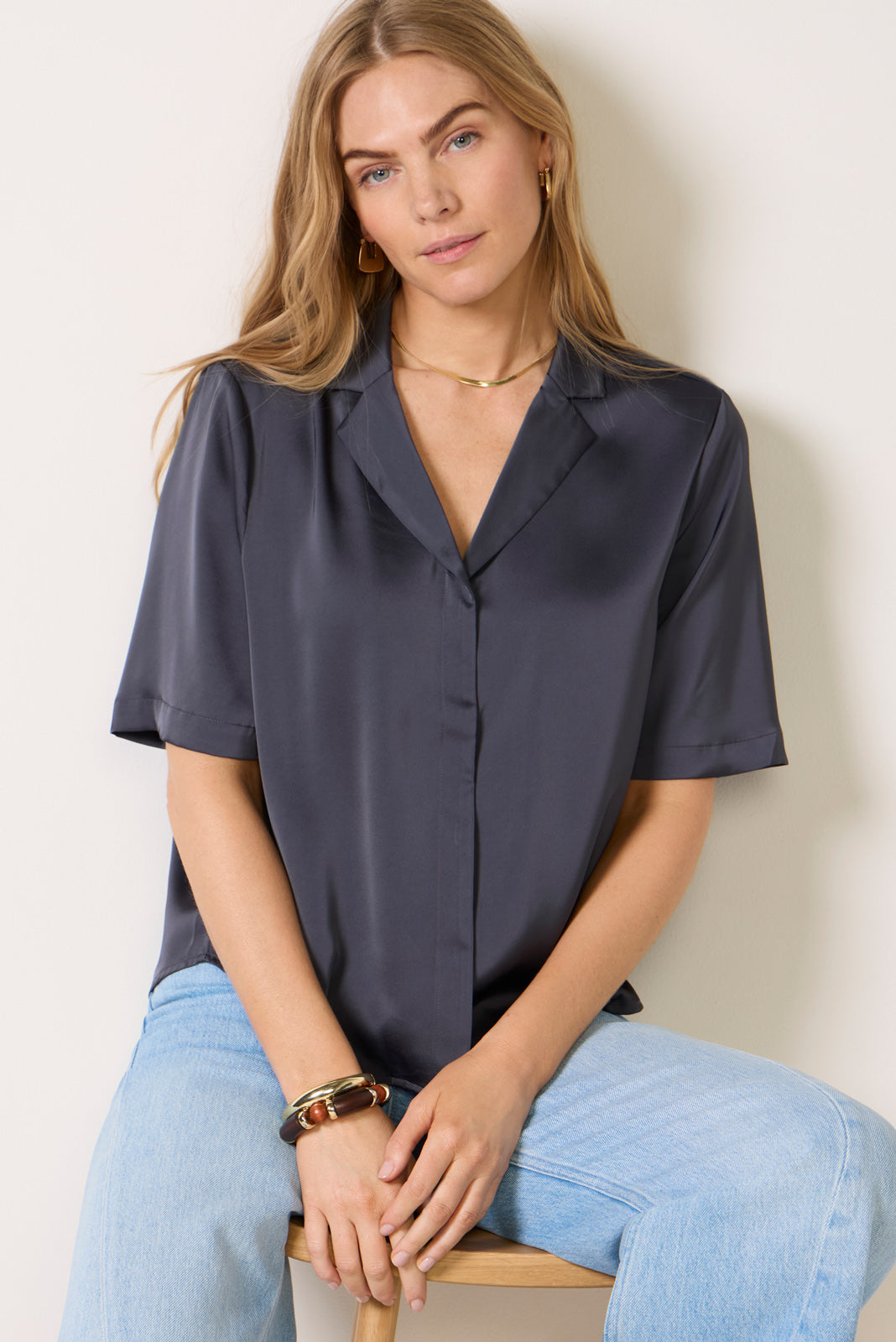 Kellie Satin Resort Shirt