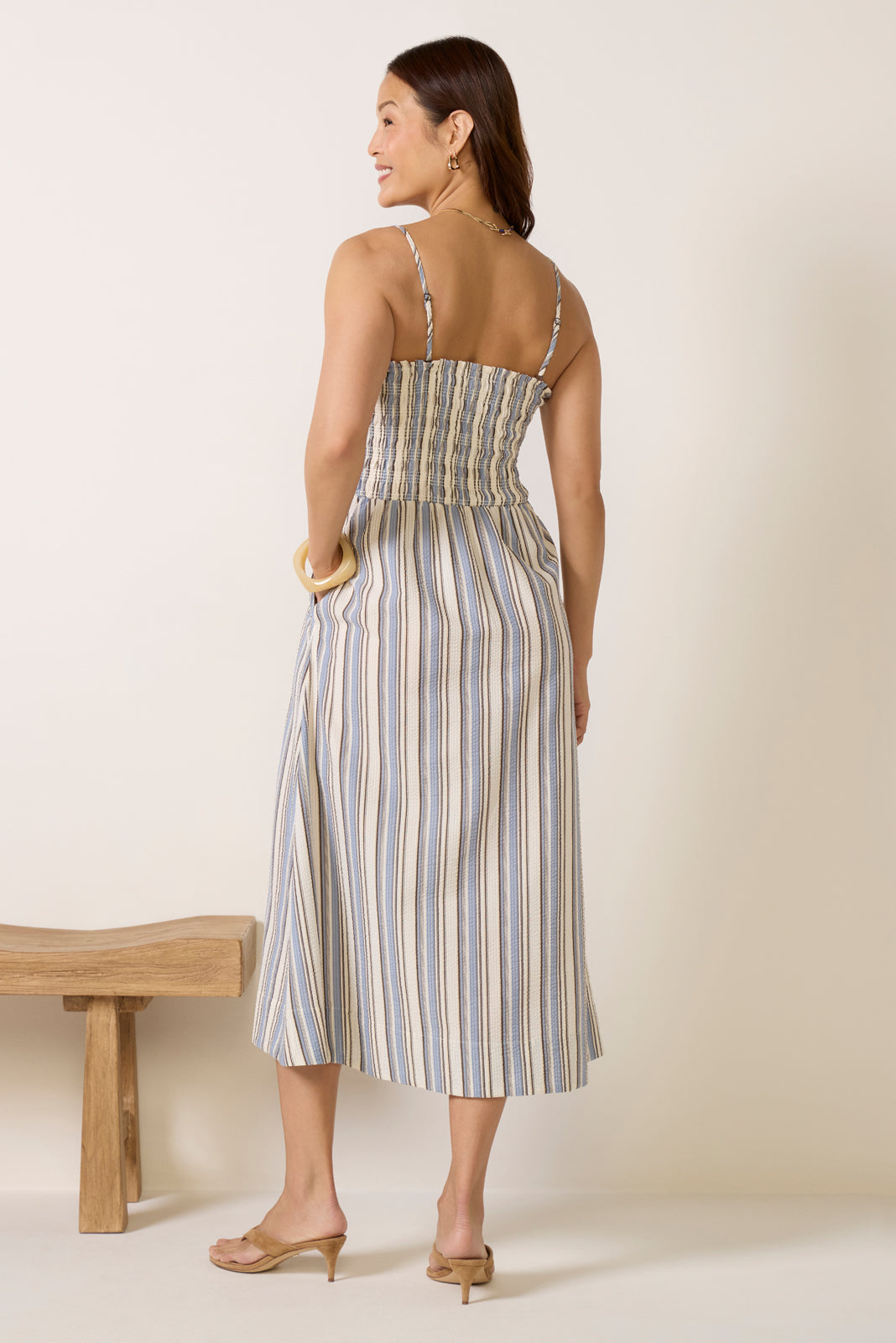 Sienna Seersucker Smocked Midi Dress