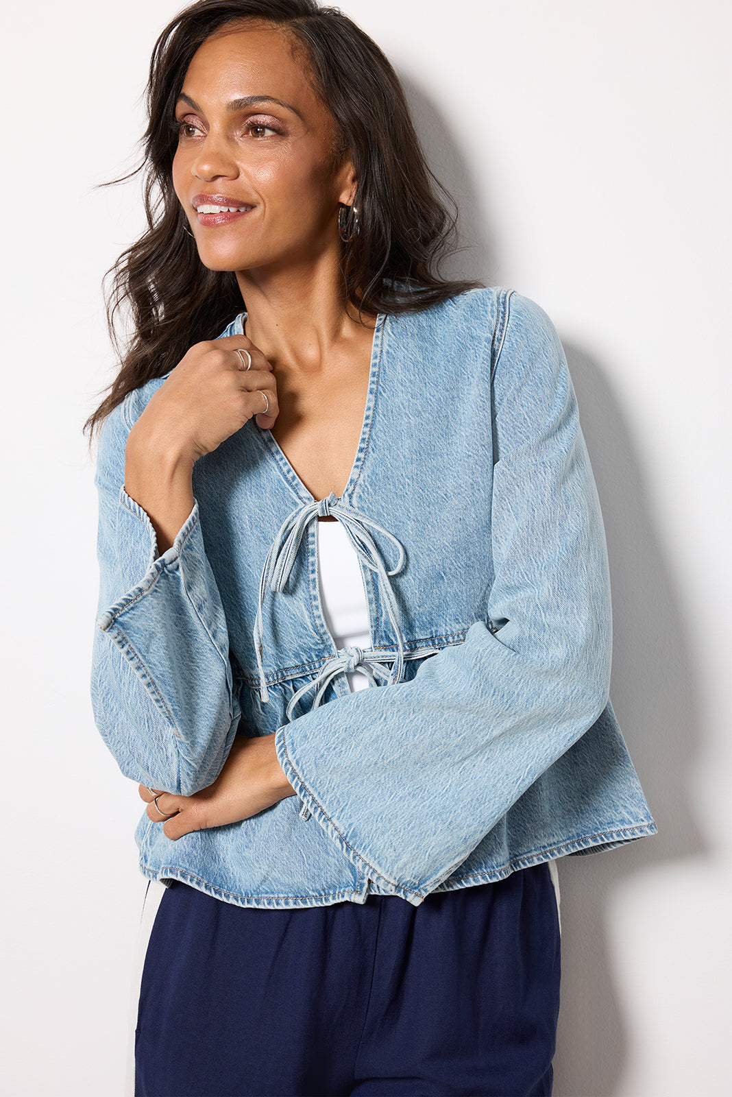Tie Front Denim Jacket