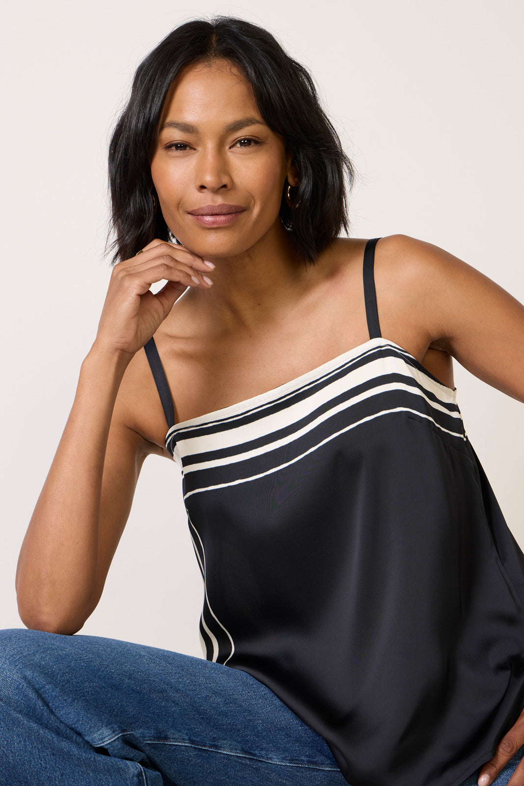 Sara Stripe Satin Tank