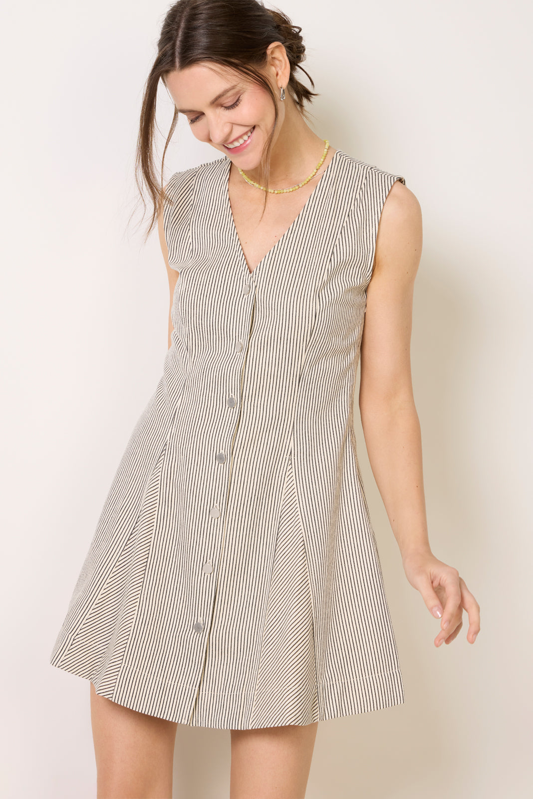 Zora Canvas Stripe Button Down Mini