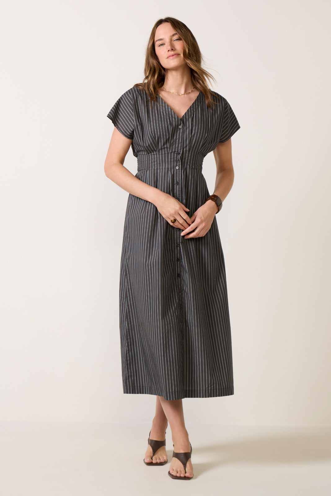 Sanna Striped Midi Dress