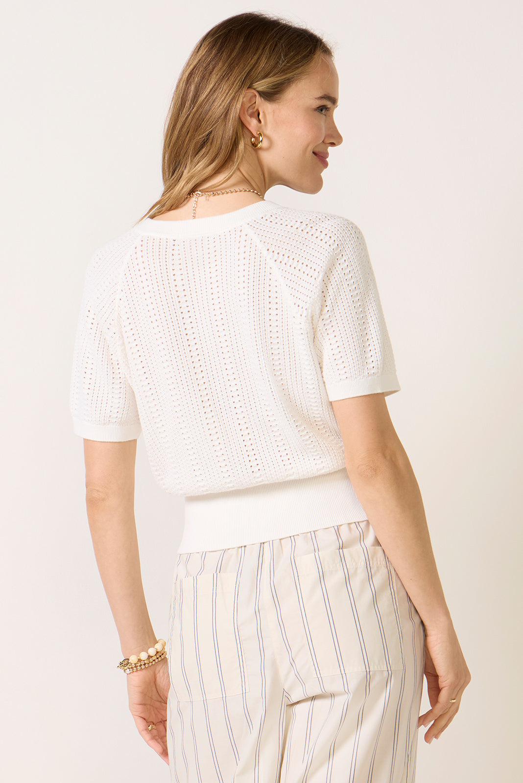 Livy Short Sleeve Pointelle Cardigan