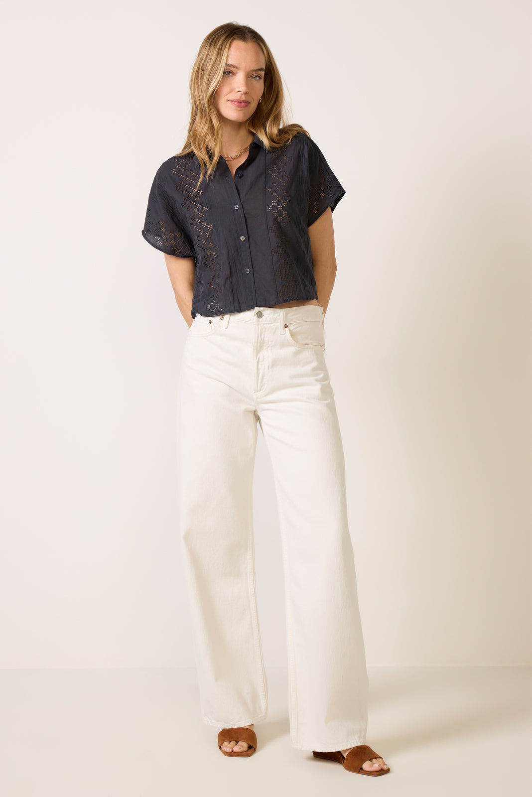 Kyleah Geo Eyelet Top