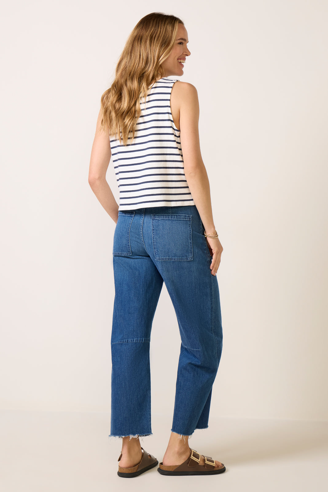 Soft Utility Raw Hem Barrel Jean