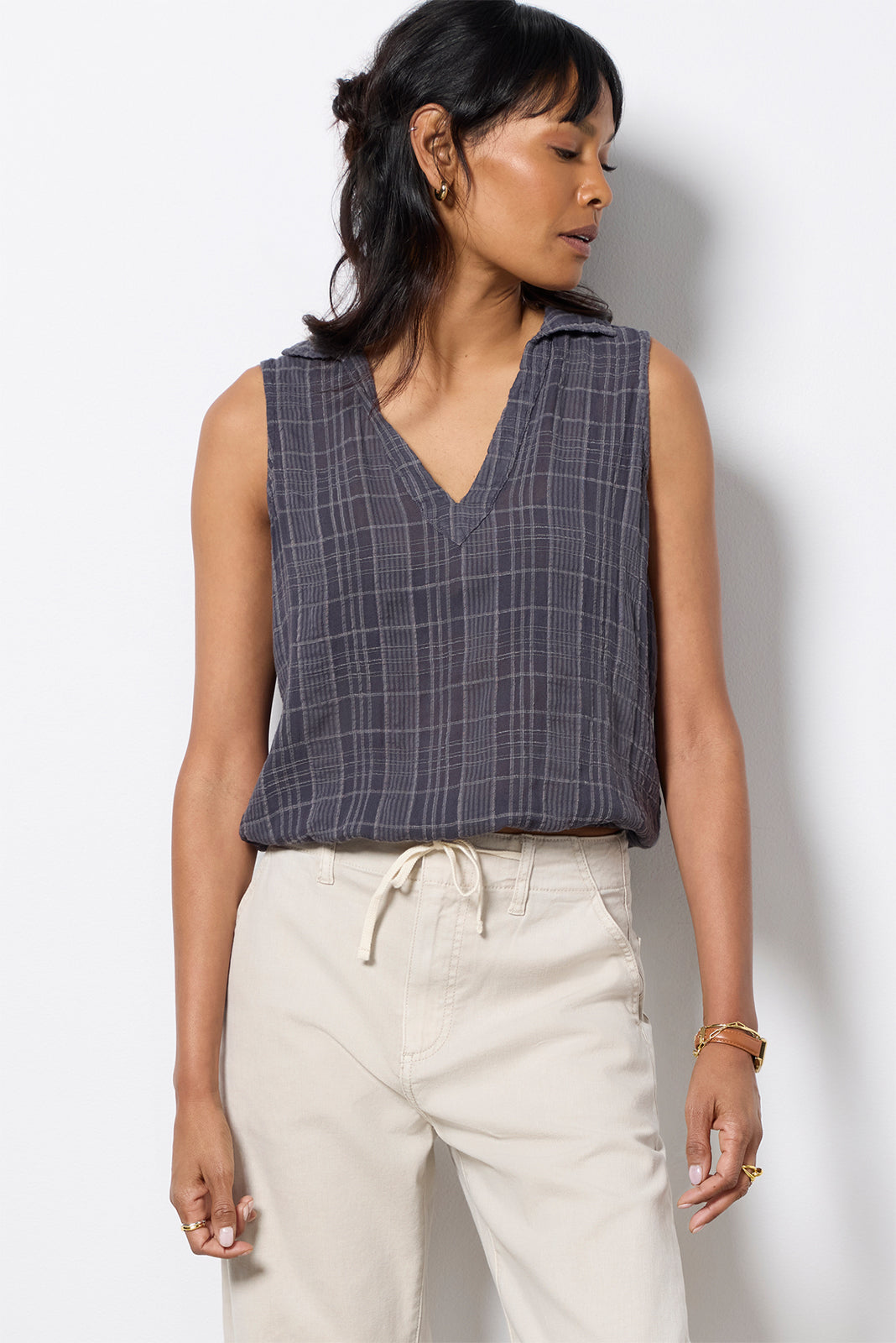 Textured Collar Tank