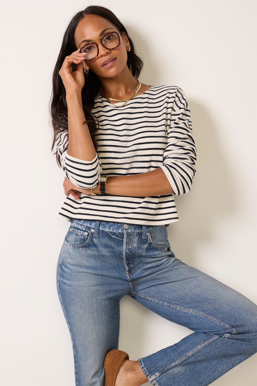 Jenna Striped Boatneck Long Sleeve