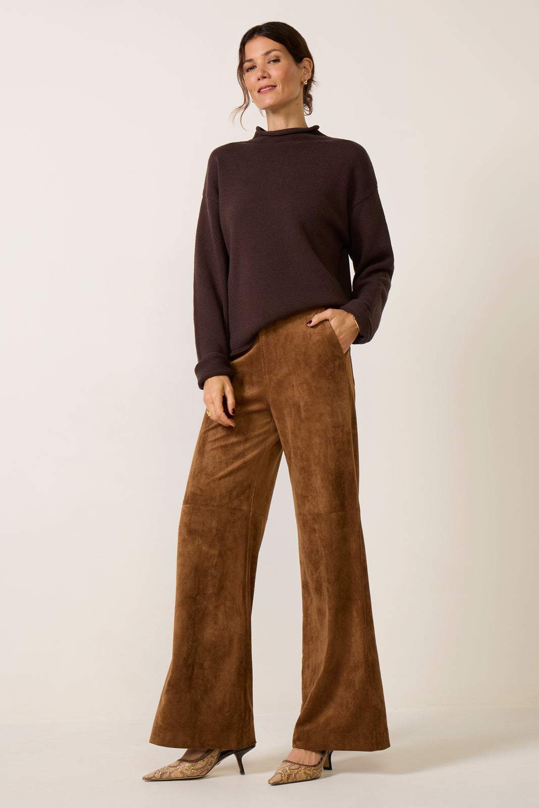 Cecile Suede Wide Leg Pant