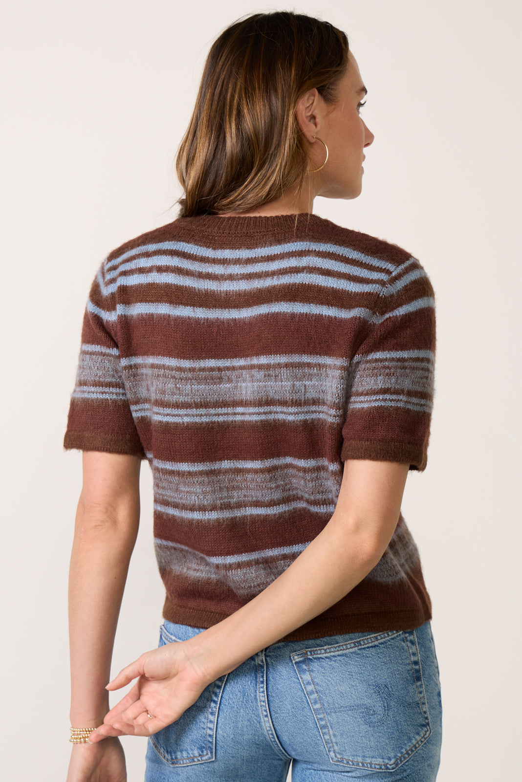 Elsa Stripe Fuzzy Crewneck Sweater