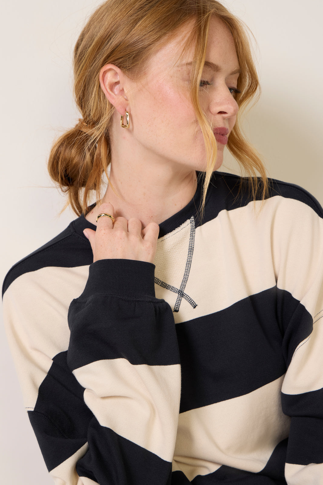 Classic Stripe Crew Wide Sweatshirt