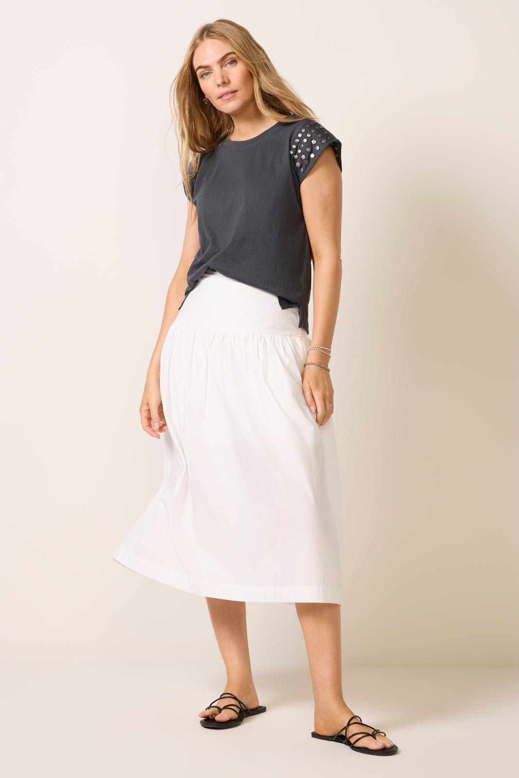 Leyla Stud Shoulder Tee