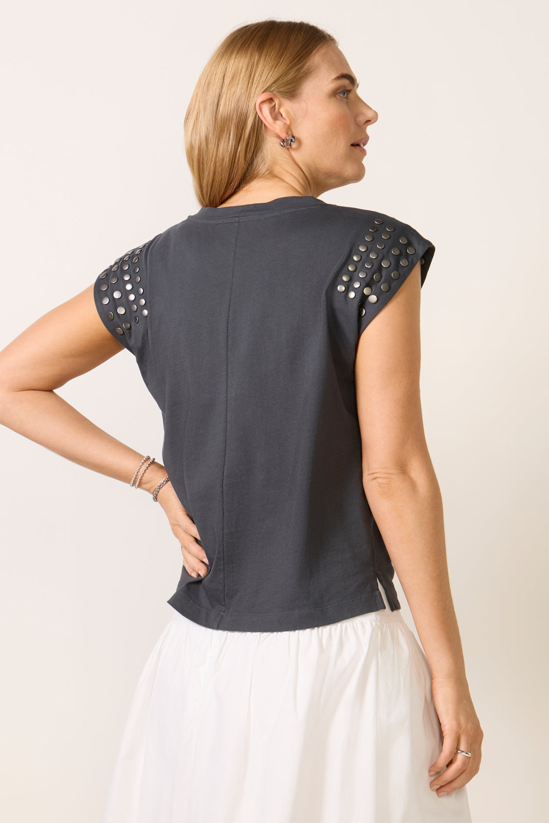 Leyla Stud Shoulder Tee