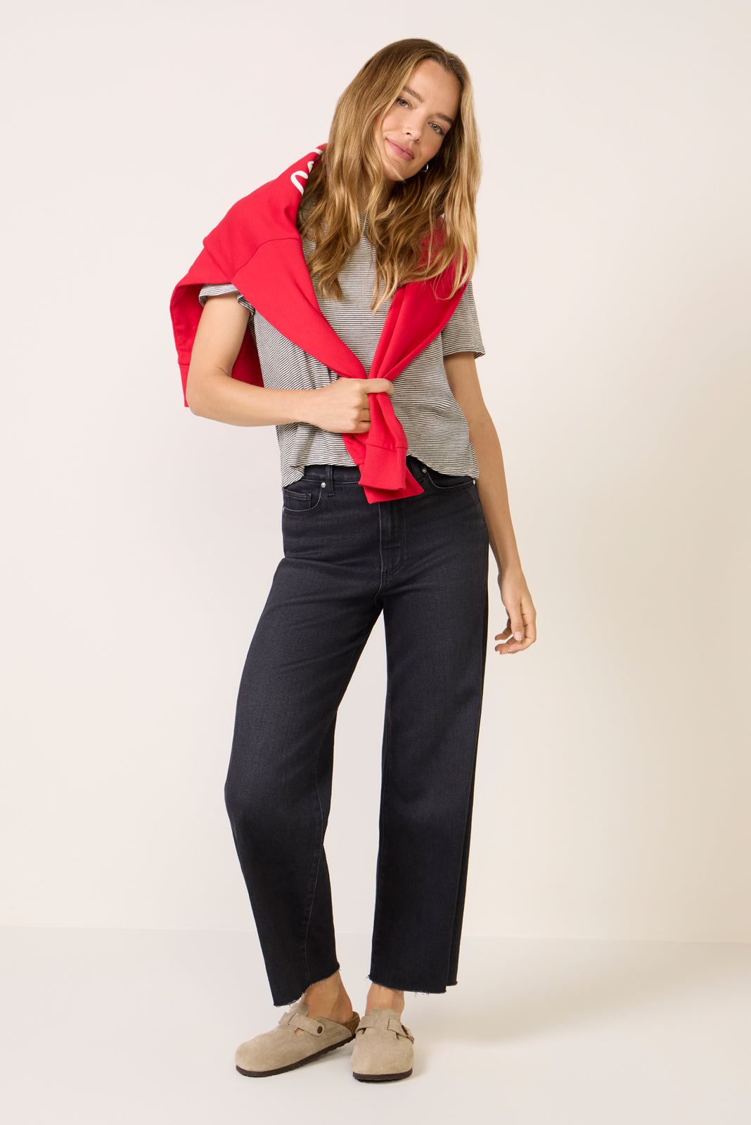 Anessa w Twisted Outseam Panel Wide Leg Jean