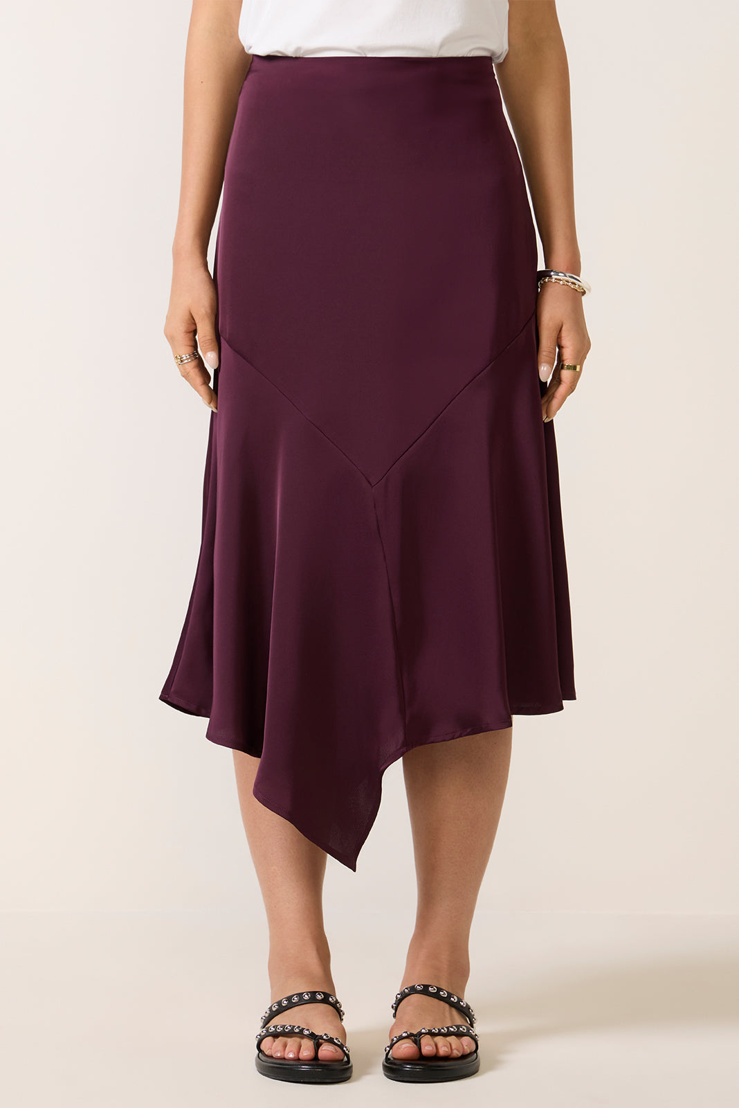 Lana Asymmetrical Satin Skirt
