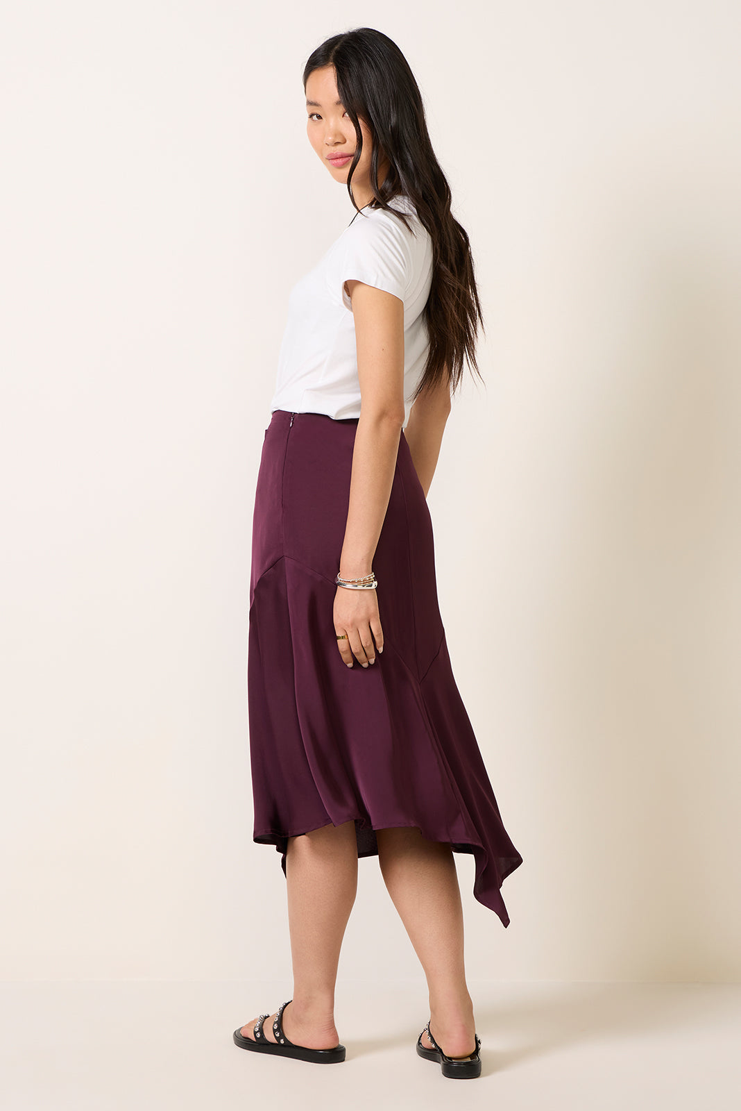 Lana Asymmetrical Satin Skirt