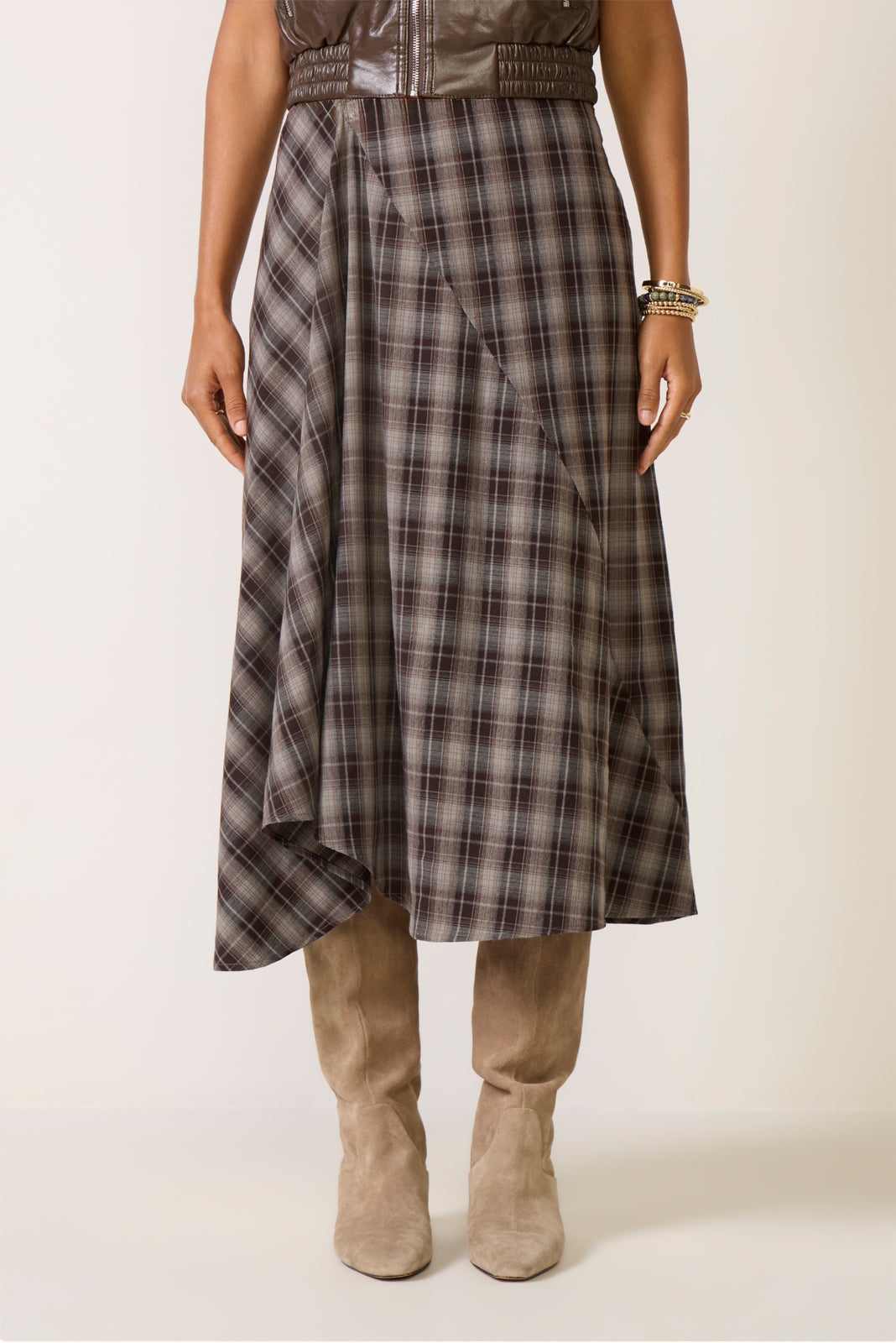 Ainsley Plaid Asymetrical Skirt