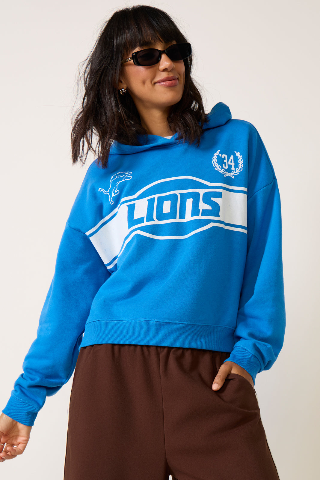 Lions Oversized Crop Hoodie