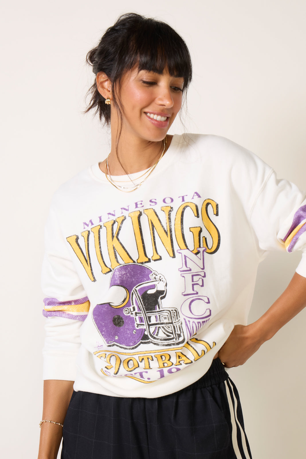 Vikings Oversized Stripe Sweatshirt