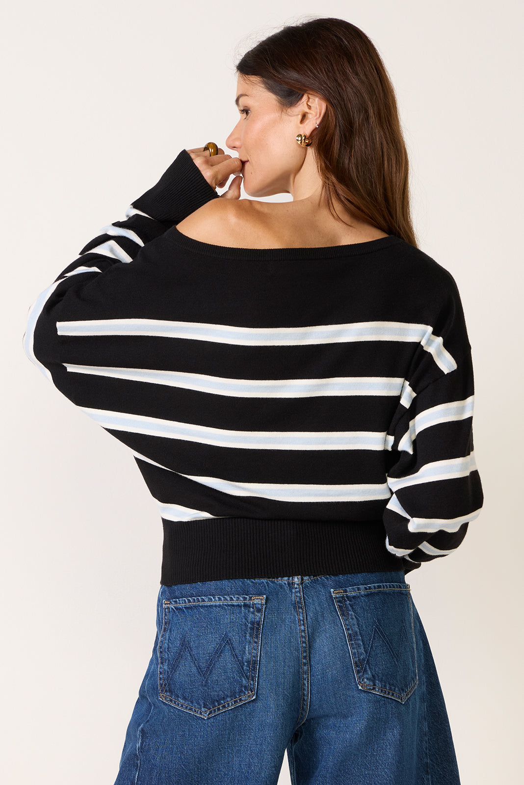 Riley Off Shoulder Stripe Sweater