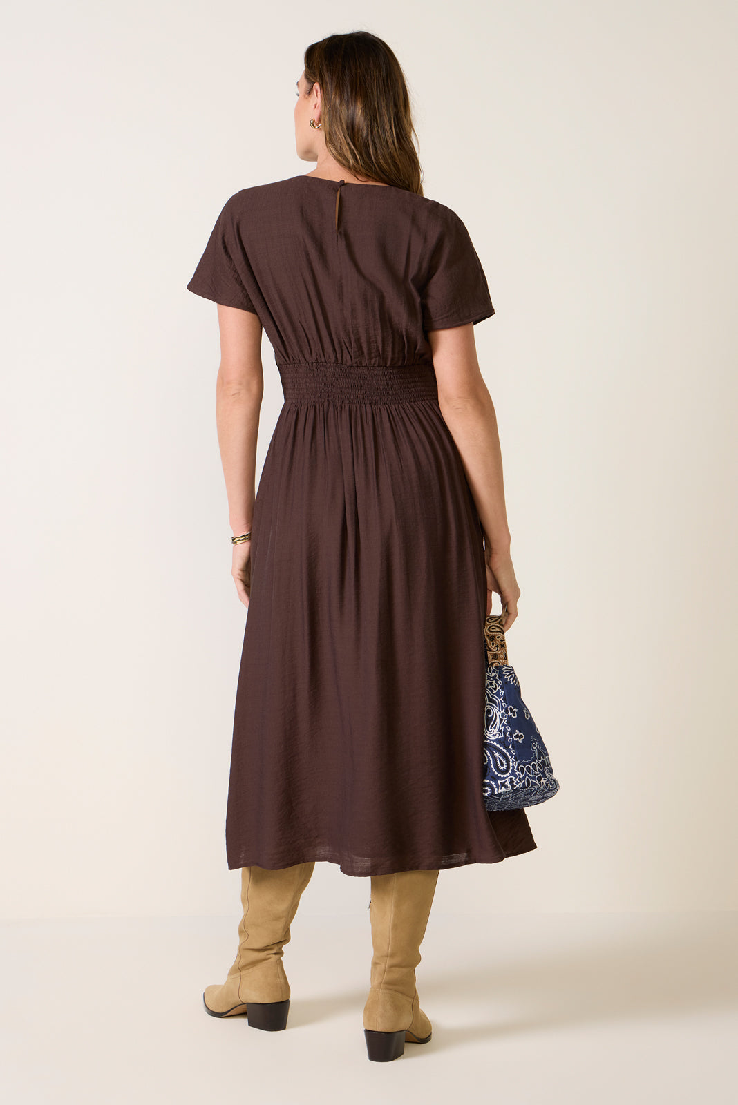 Maxine Dolman Pleated Waist Midi Dress