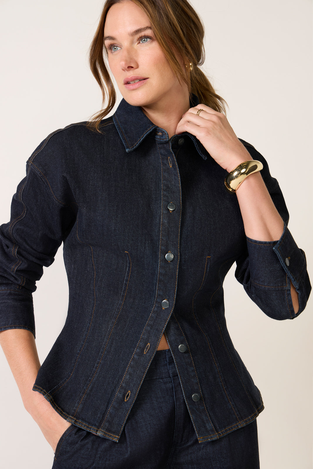 Seamed Denim Shirt