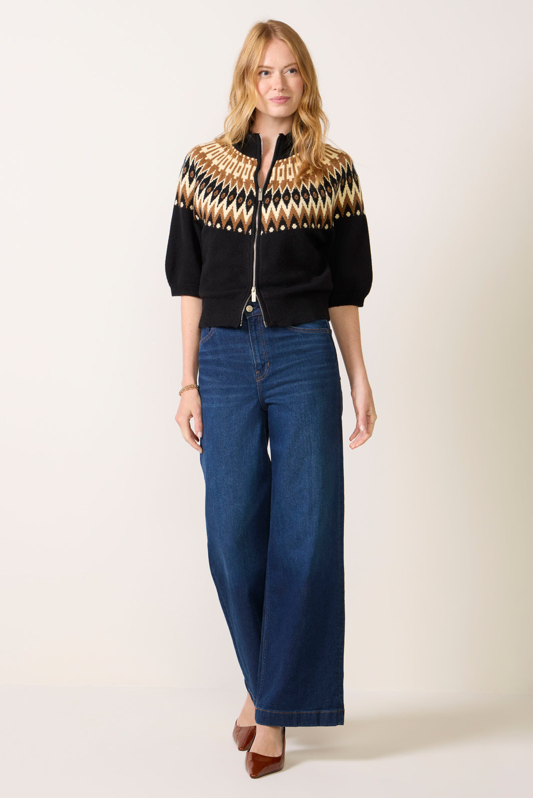 Fairisle Zip Up Sweater