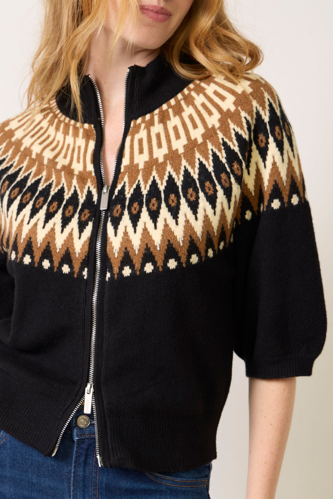 Fairisle Zip Up Sweater