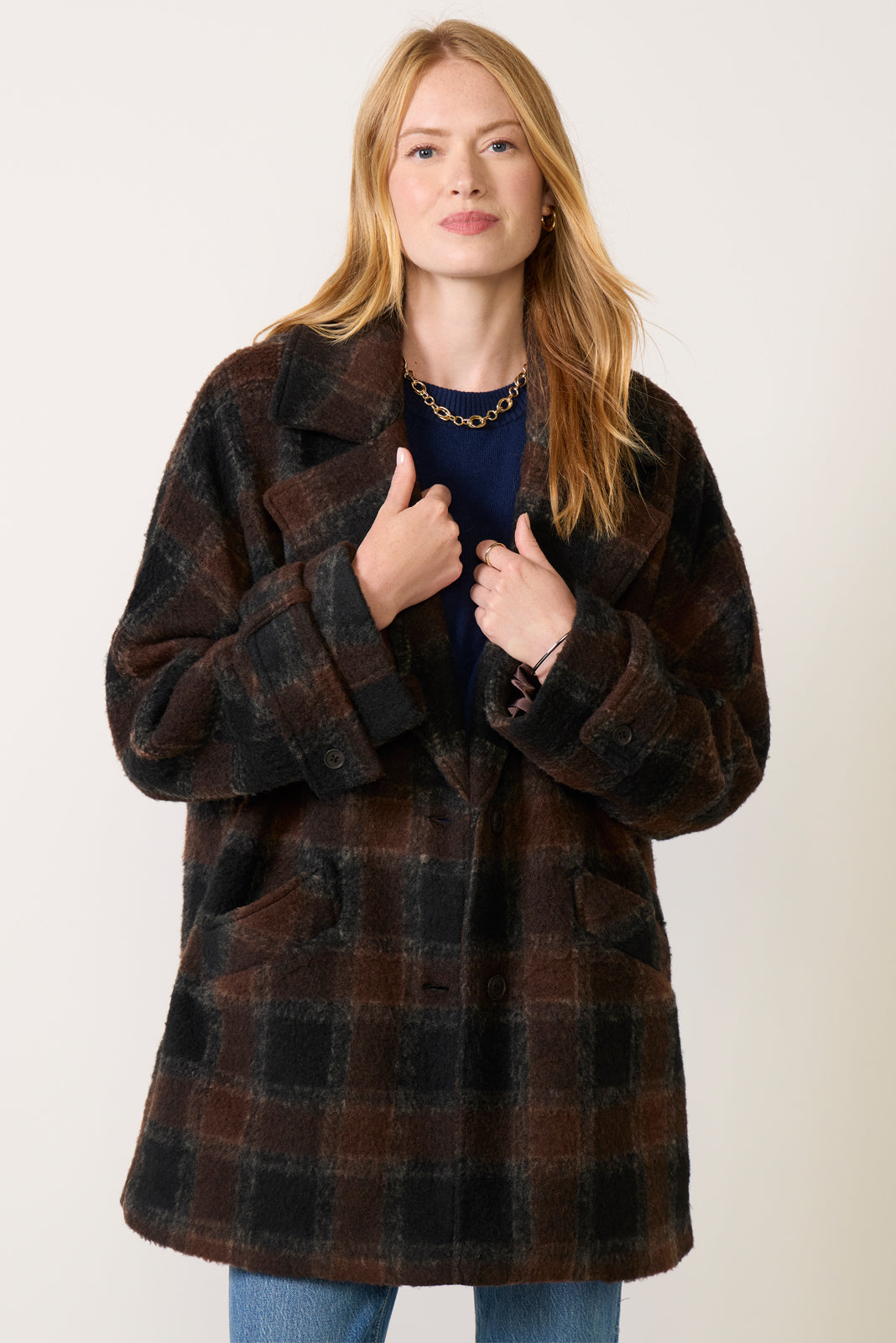 Oversized Plaid Coat