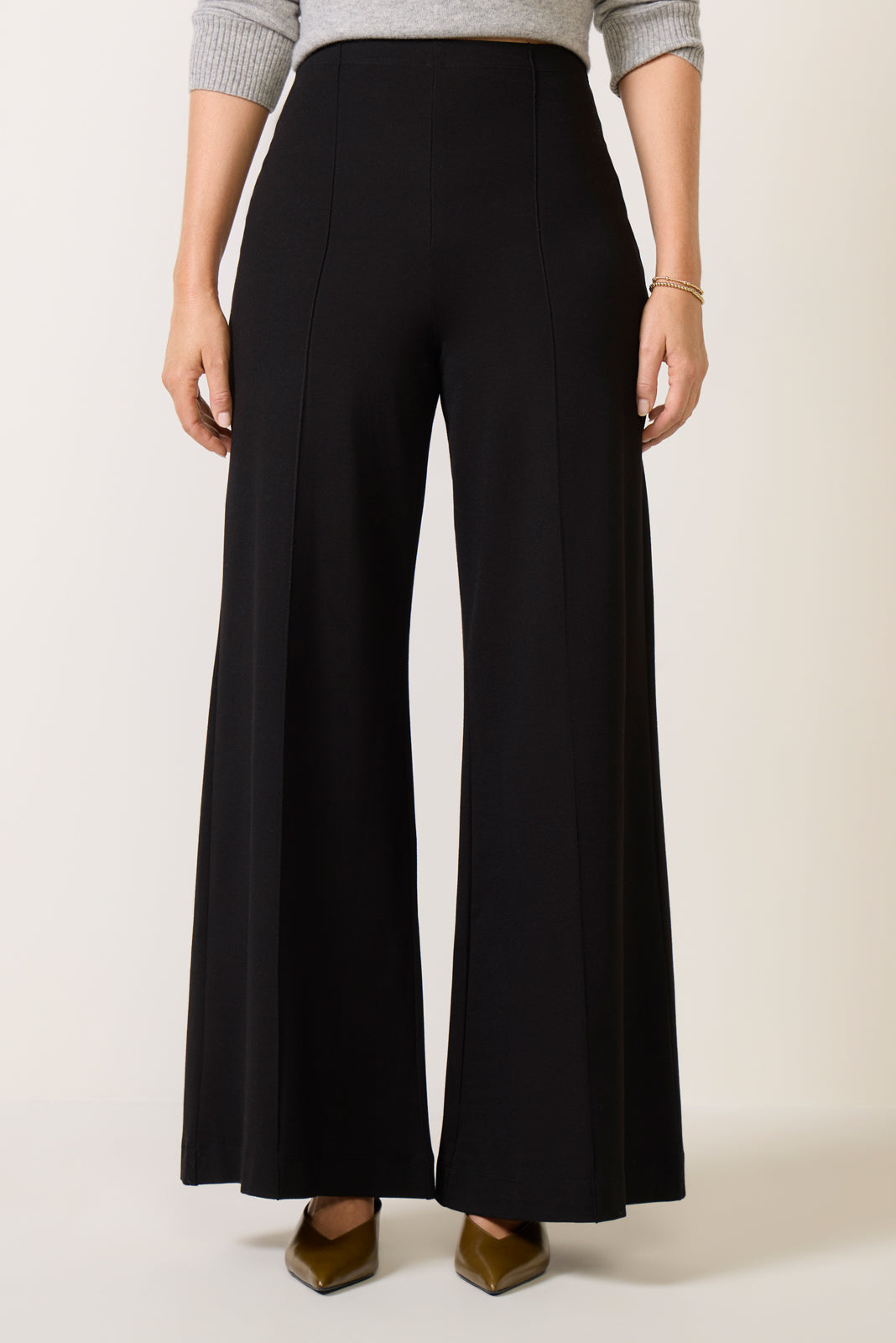 Ponte Knit Wide Leg Pant