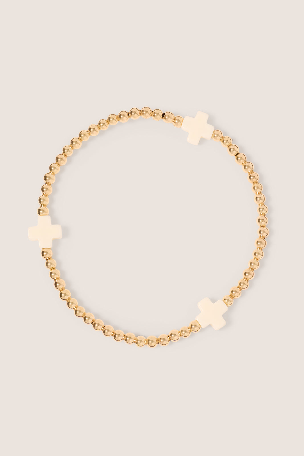 Signature Cross 3mm Gold Bracelet - Off-White