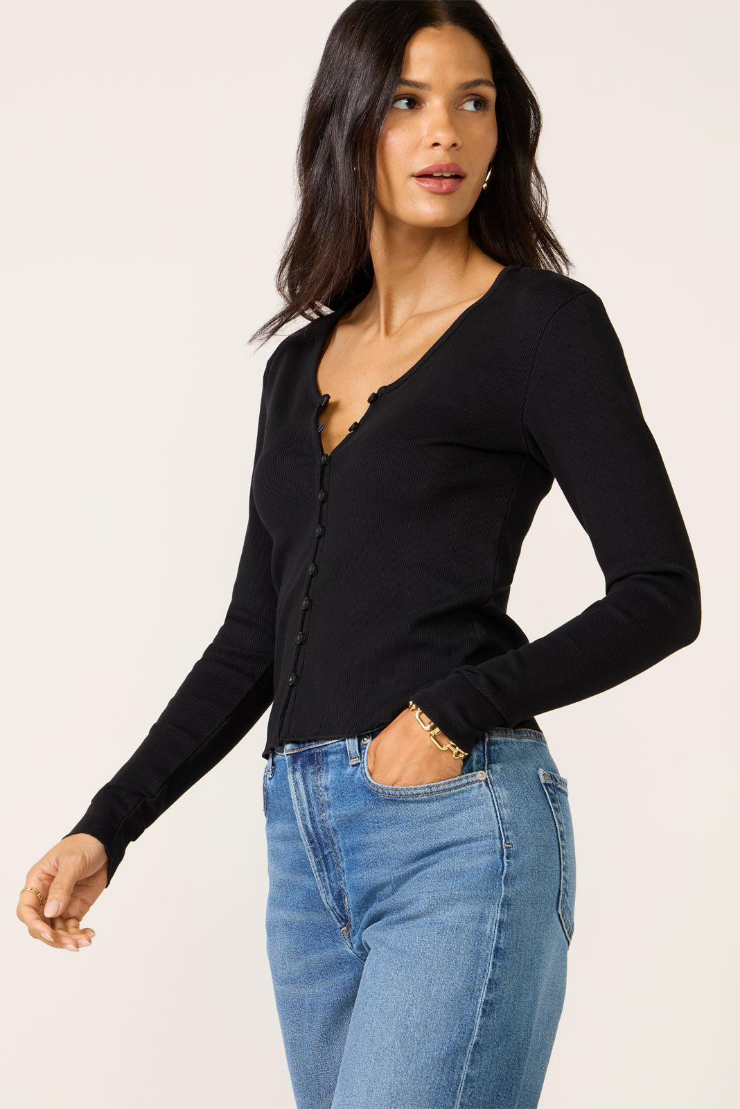Ribbed Button Up Top